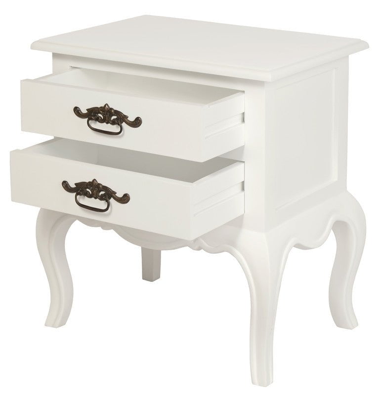 French Provincial 2 Drawer Side Table (White) Payday Deals