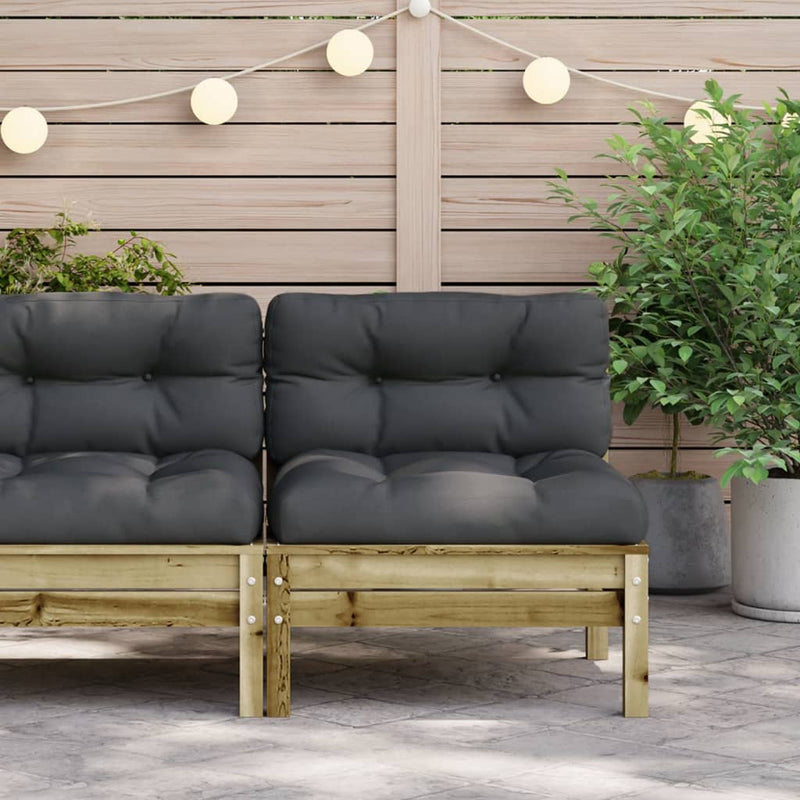 Garden Sofa Armless with Cushions Impregnated Wood Pine Payday Deals