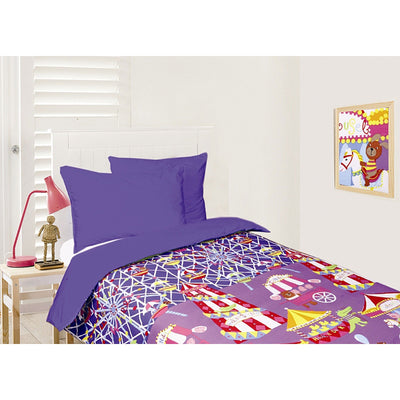 Happy Kids Glow in the Dark Quilt Cover Set Funfair Blue Double