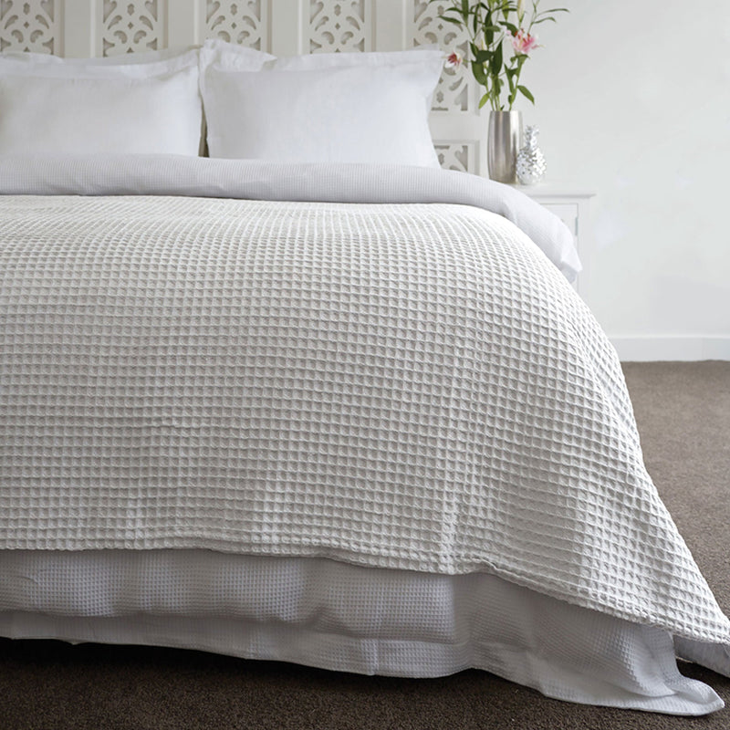 Jenny Mclean Ardent Premium Super Soft Cotton Waffle Blanket White Queen Payday Deals