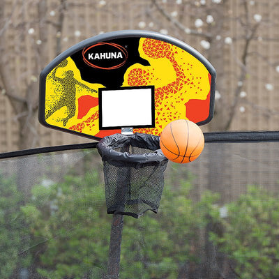 Kahuna 14ft Outdoor Trampoline Kids Children With Safety Enclosure Pad Mat Ladder Basketball Hoop Set - Purple Payday Deals