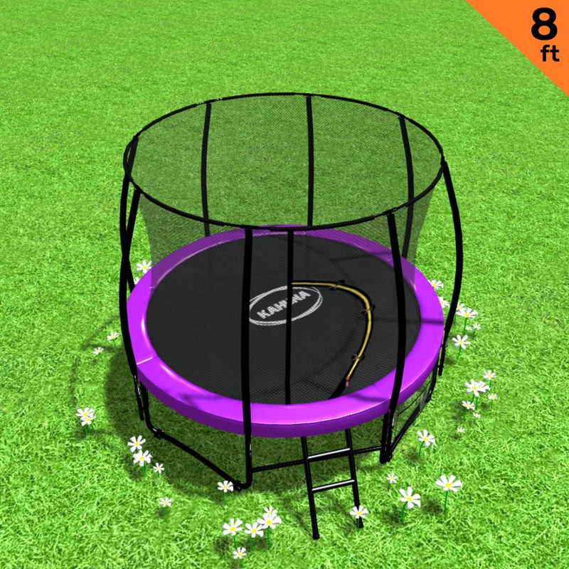 Kahuna 8ft Trampoline Free Ladder Spring Mat Net Safety Pad Cover Round Enclosure Purple Payday Deals