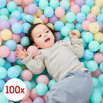Kids Colourful Playballs Pack Soft Baby Toy Pastel Colours - 100PCS