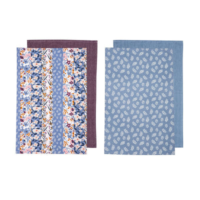 Ladelle Set of 4 Homespun Cotton Kitchen Tea Towels 50 x 70 cm Mix