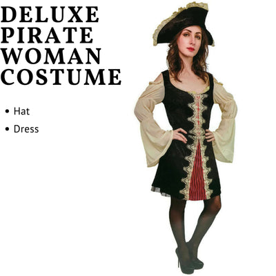 Ladies Adult Deluxe Pirate Woman Costume Womens Halloween Fancy Dress Party Payday Deals