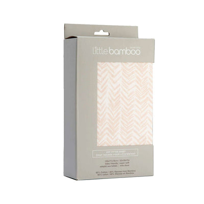 Little Bamboo Jersey Fitted Sheet Cot Size Herringbone Dusty Pink