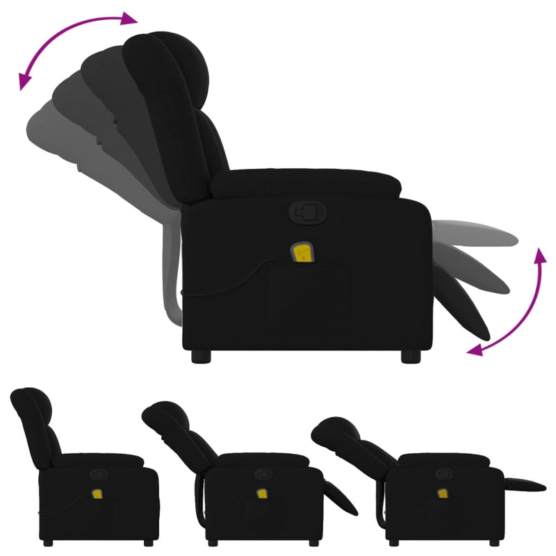 Massage Recliner Chair Black Fabric Payday Deals