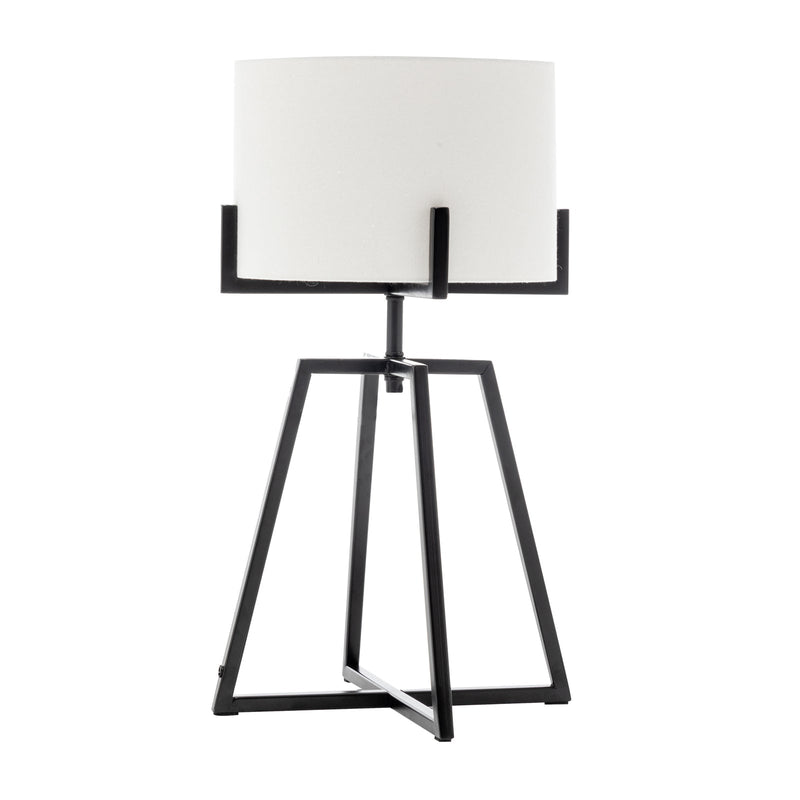 Modern Scandi Metal Dimmable Table Desk Lamp w/ Linen Shade - Matte Black Payday Deals