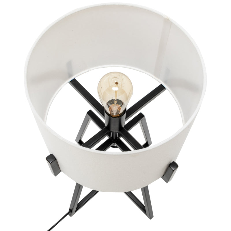 Modern Scandi Metal Dimmable Table Desk Lamp w/ Linen Shade - Matte Black Payday Deals