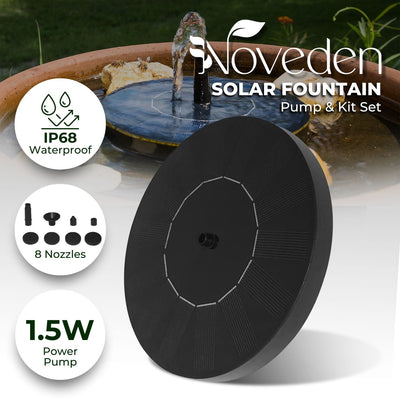 Noveden 1.5W Solar Fountain Water Pump for Bird Bath (Black) NE-SPWF-101-SY Payday Deals