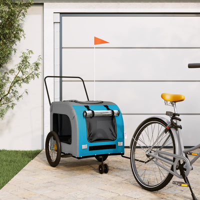 Pet Bike Trailer Blue and Grey Oxford Fabric and Iron
