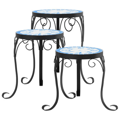 Plant Stands 3 pcs Blue and White Ceramic Payday Deals