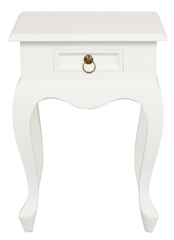 Queen Anne 1 Drawer Lamp Table (White) Payday Deals