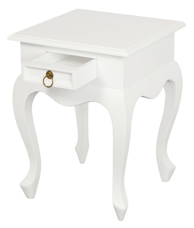 Queen Anne 1 Drawer Lamp Table (White) Payday Deals
