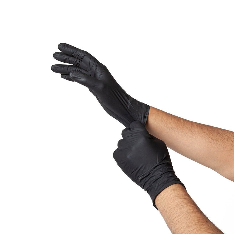 Saniflex Light Industrial Black Nitrile Gloves 100 Pack - Small Payday Deals