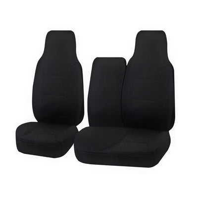 Seat Covers for TOYOTA HI ACE TRH-KDH SERIES 03/2005 - 2015 LWB UTILITY VAN FRONT HIGH BUCKET + _ BENCH WITH FOLD DOWN ARMREST/TRAY BLACK CHALLENGER