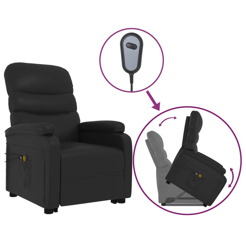 Stand-up Massage Recliner Black Faux Leather Payday Deals