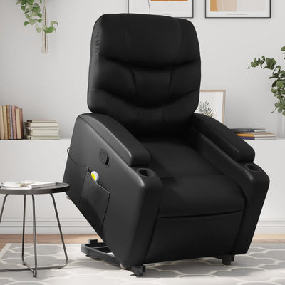 Stand up Massage Recliner Chair Black Faux Leather Payday Deals