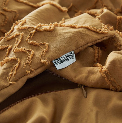 Tufted ultra soft microfiber quilt cover set-queen caramel Payday Deals