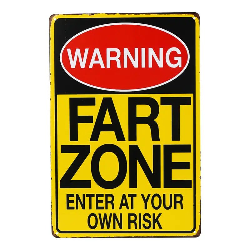 Vintage Fart Zone Warning Sign Funny Metal Sign Bathroom Kitchen Office - Humorous Gift Payday Deals