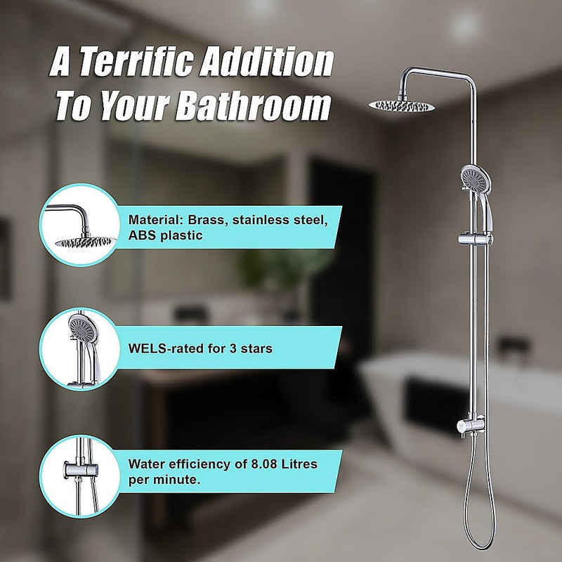 WELS 8" Rain Shower Head Set Rounded Dual Heads Faucet High Pressure Hand Held Payday Deals
