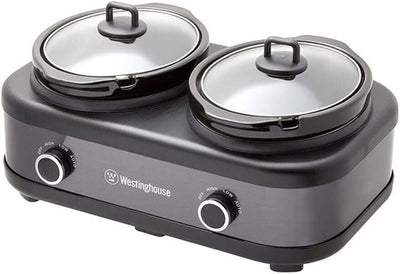 Westinghouse 2 Pot Slow Cooker - Black/Stainless Steel WHSC06KS
