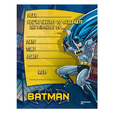 Batman Birthday Invitations 8 Pack