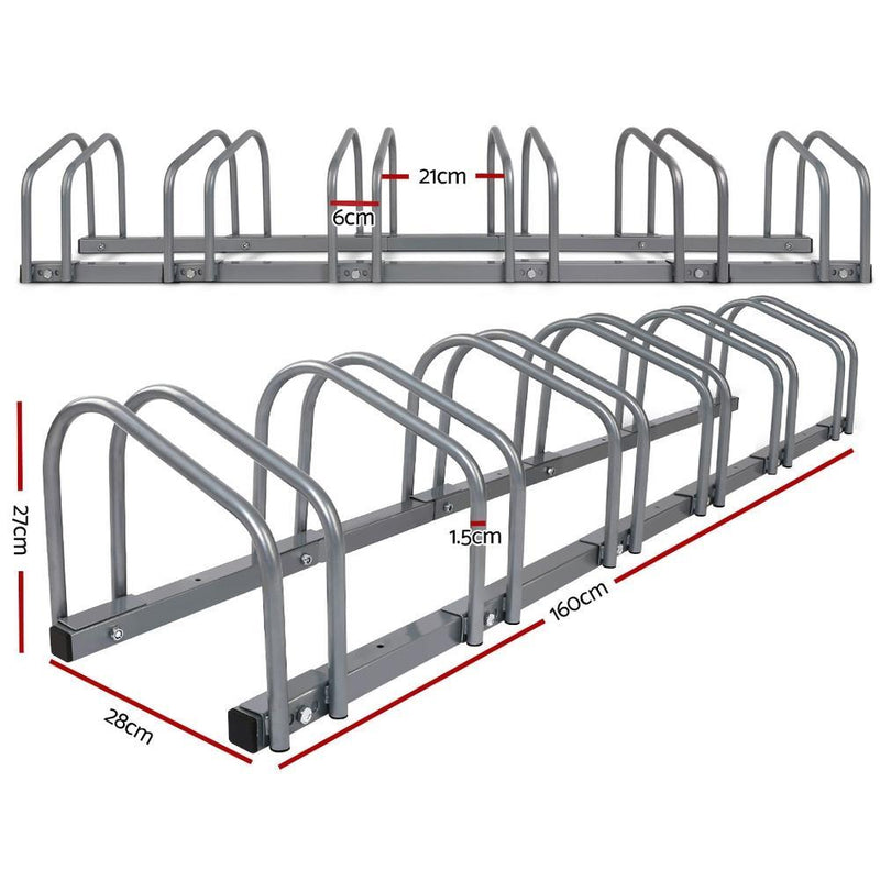 1 – 6 Bike Floor Parking Rack Instant Storage Stand Bicycle Cycling Portable Racks Silver Payday Deals