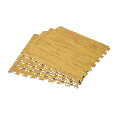 12 Tiles EVA Fitness Home Yoga Gym Interlocking Floor Puzzle Mat - Wood Colour