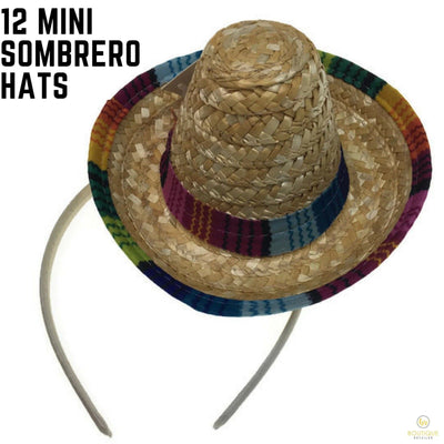 12x MINI SOMBRERO HATS on Headband Mexican Spanish Fiesta Party Costume BULK Payday Deals