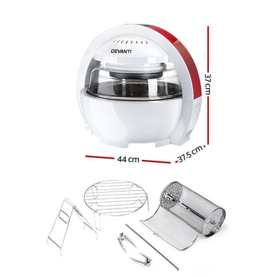 13L Air Fryer Oven Cooker - White & Red