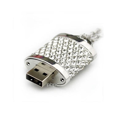 16GB Crystal Lock Pendant USB Flash Drive Pen Stick Memory (Silver) Payday Deals