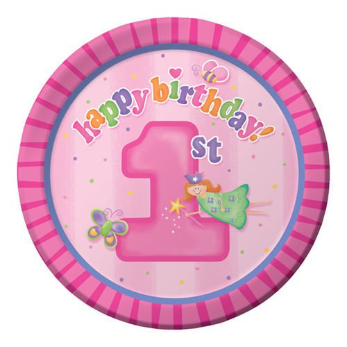 1st Birthday Girls Party Supplies Fun at One Girl Dinner Plates 8 Pack Payday Deals