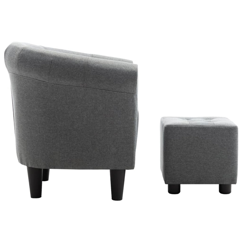 2 Piece Armchair and Stool Set Light Grey Fabric Payday Deals