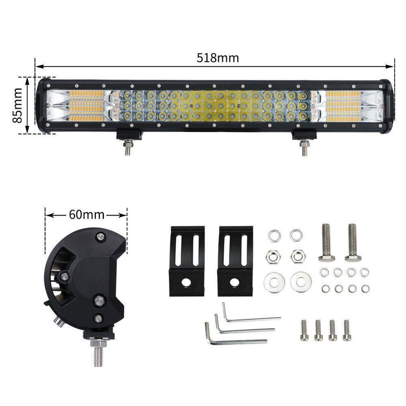20Inch LED Light Bar Work Driving Dual color Combo Beam Offroad 4WD Truck SUV