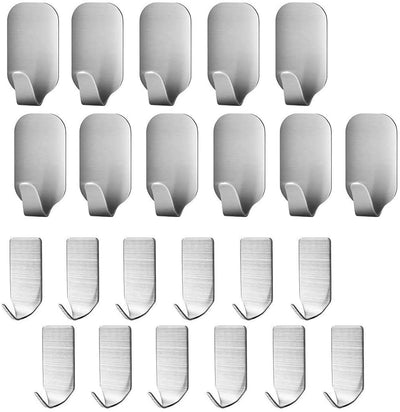 23 Pieces Stainless Steel Waterproof Self Adhesive Dual Wall Hooks for Bathroom, Bedroom and Kitchen Payday Deals