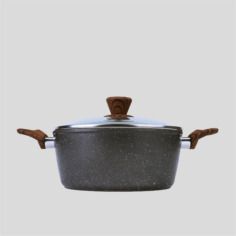 24cm Ceramic Marble Coat PFOA Free Non-Stick Casserole Pot Pan Dish with Lid Payday Deals