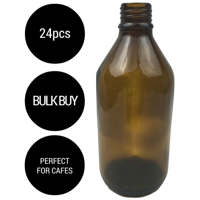 24x 600ml Amber Glass Bottle Cosmetic Essential Oil General Purpose Storage Payday Deals