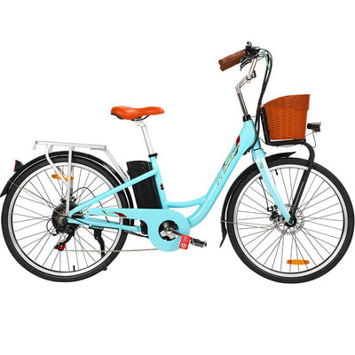 Phoenix 26" Electric Bike Bicycle eBike e-Bike Motorized City Battery Basket Blue Payday Deals