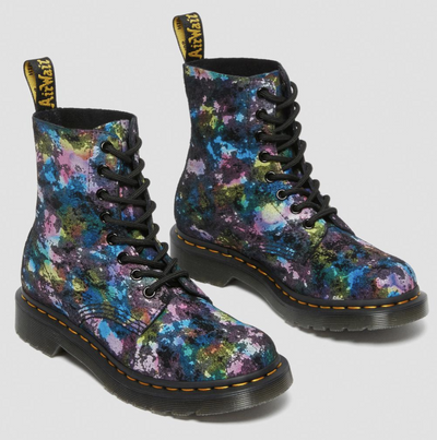 Dr. Martens Women's 1460 Pascal Rainbow Suede Lace Up 8-Eye Work Boots - Black
