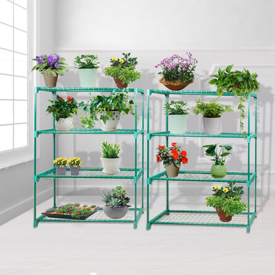 2x 4 Tier Plant Shelve Garden Greenhouse Steel Storage Shelving Frame Stand Rack Payday Deals