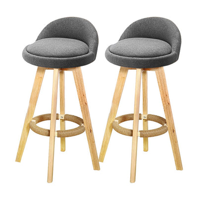 2x Levede Fabric Swivel Bar Stool Kitchen Stool Dining Chair Barstools Grey Payday Deals