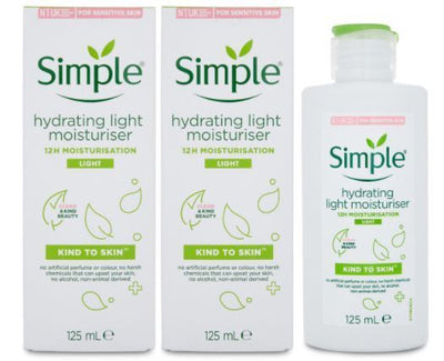 2x Simple 125ml Sensitive Skin Experts Hypoallergenic Hydrating Light Moisturiser