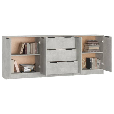 3 Piece Sideboards Concrete Grey Engineered Wood Payday Deals