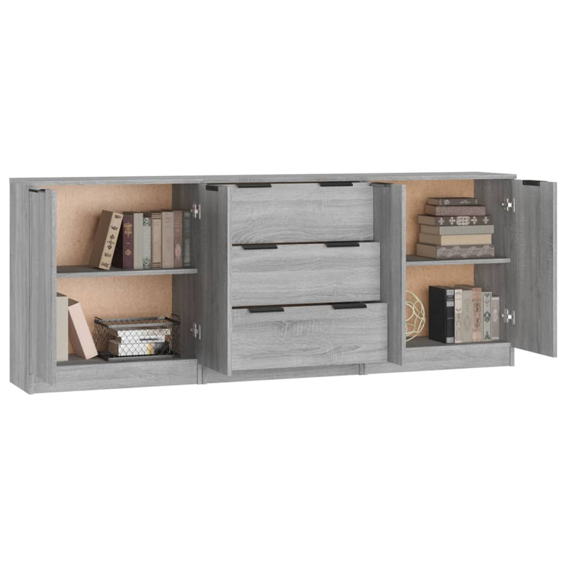 3 Piece Sideboards Grey Sonoma Engineered Wood Payday Deals