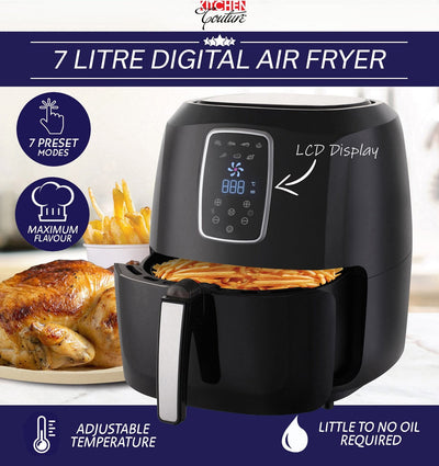 Kitchen Couture 7L Digital Air Fryer (Black) - Payday Deals