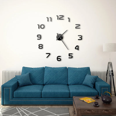 3D Wall Clock Modern Design 100 cm XXL Black Payday Deals