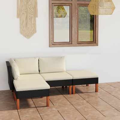 4 Piece Garden Lounge Set with Cushions Poly Rattan Black Payday Deals
