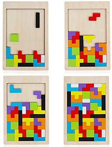 40 Pieces Wooden Blocks Puzzle Brain Teasers for Kids Montessori model Payday Deals