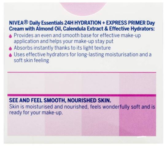Nivea 50Ml Dry Skin Gel-Cream Daily Essentials 24H Face Moisture + Express Primer
